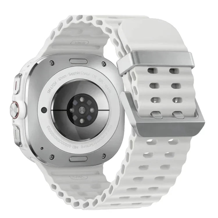 Correia de Relógio em Silicone com Fivela Dupla Prateada Ocean, Para Samsung Galaxy Watch Ultra 47mm / Ultra 2025