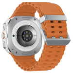 Ocean Dual Silver Buckle Silicone Watch Band, For Samsung Galaxy Watch Ultra 47mm / Ultra 2025