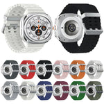 Ocean Dual Silver Buckle Silicone Watch Band, For Samsung Galaxy Watch Ultra 47mm / Ultra 2025