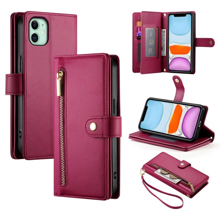 Carteira com fecho e nove compartimentos para cartões, capa de couro para telemóvel, para iPhone 11 Pro Max, para iPhone 11, para iPhone 11 Pro