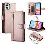 Carteira com fecho e nove compartimentos para cartões, capa de couro para telemóvel, para iPhone 11 Pro Max, para iPhone 11, para iPhone 11 Pro