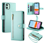Carteira com fecho e nove compartimentos para cartões, capa de couro para telemóvel, para iPhone 11 Pro Max, para iPhone 11, para iPhone 11 Pro