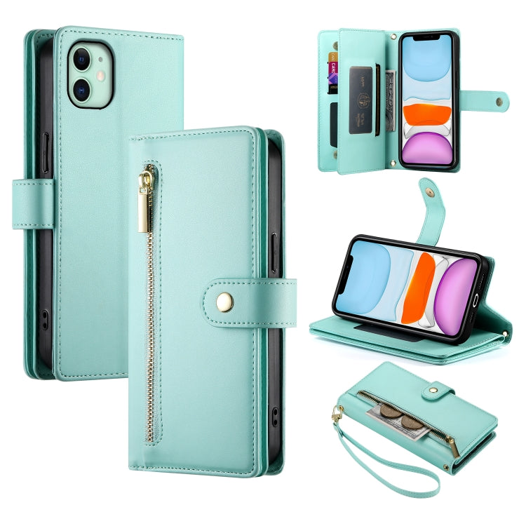 Carteira com fecho e nove compartimentos para cartões, capa de couro para telemóvel, para iPhone 11 Pro Max, para iPhone 11, para iPhone 11 Pro