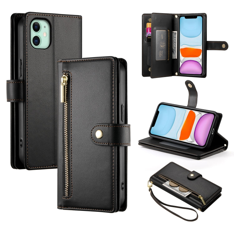 Carteira com fecho e nove compartimentos para cartões, capa de couro para telemóvel, para iPhone 11 Pro Max, para iPhone 11, para iPhone 11 Pro