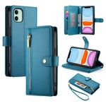 Carteira com fecho e nove compartimentos para cartões, capa de couro para telemóvel, para iPhone 11 Pro Max, para iPhone 11, para iPhone 11 Pro