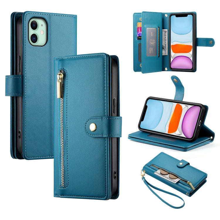 Carteira com fecho e nove compartimentos para cartões, capa de couro para telemóvel, para iPhone 11 Pro Max, para iPhone 11, para iPhone 11 Pro