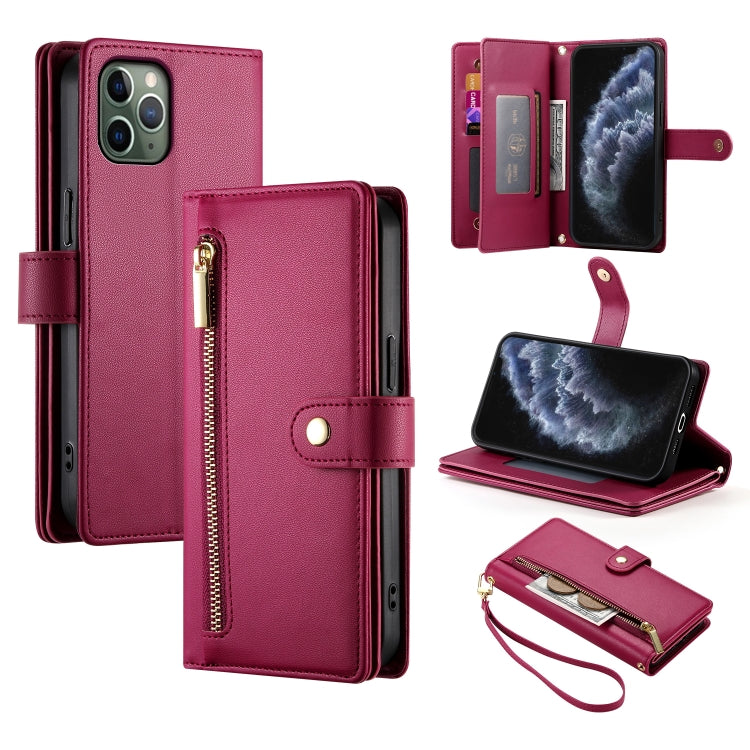 Carteira com fecho e nove compartimentos para cartões, capa de couro para telemóvel, para iPhone 11 Pro Max, para iPhone 11, para iPhone 11 Pro