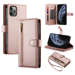Carteira com fecho e nove compartimentos para cartões, capa de couro para telemóvel, para iPhone 11 Pro Max, para iPhone 11, para iPhone 11 Pro