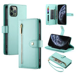 Carteira com fecho e nove compartimentos para cartões, capa de couro para telemóvel, para iPhone 11 Pro Max, para iPhone 11, para iPhone 11 Pro