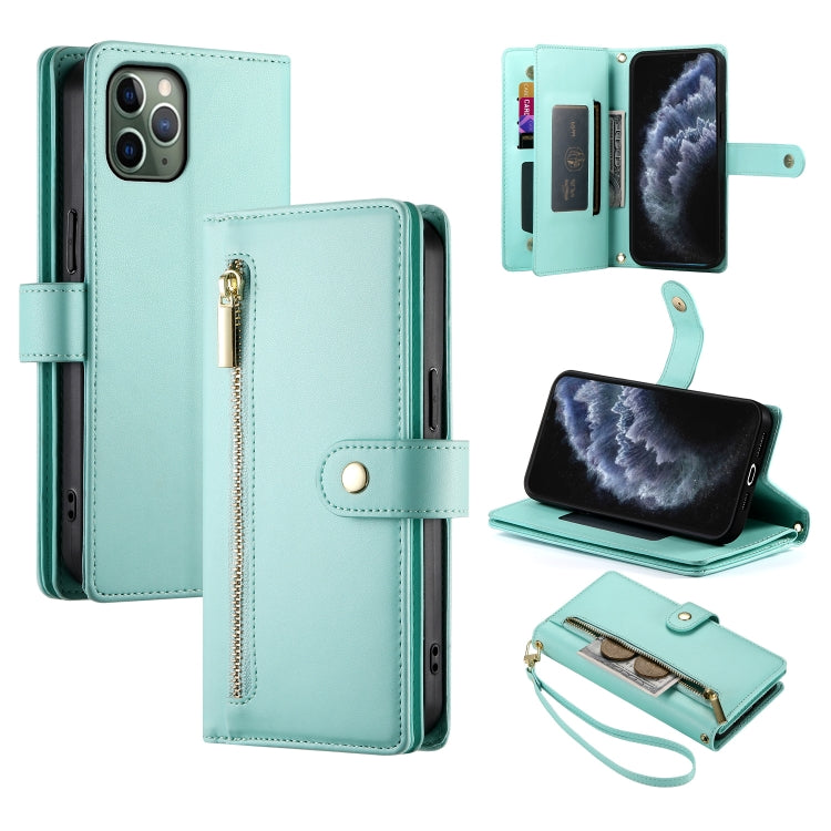 Carteira com fecho e nove compartimentos para cartões, capa de couro para telemóvel, para iPhone 11 Pro Max, para iPhone 11, para iPhone 11 Pro