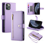 Carteira com fecho e nove compartimentos para cartões, capa de couro para telemóvel, para iPhone 11 Pro Max, para iPhone 11, para iPhone 11 Pro