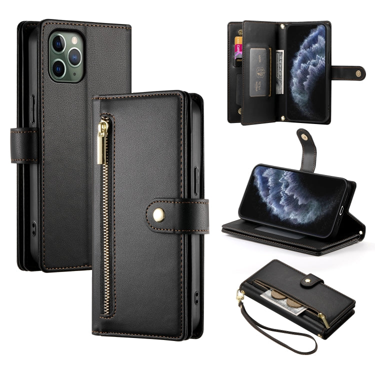 Carteira com fecho e nove compartimentos para cartões, capa de couro para telemóvel, para iPhone 11 Pro Max, para iPhone 11, para iPhone 11 Pro