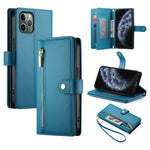 Carteira com fecho e nove compartimentos para cartões, capa de couro para telemóvel, para iPhone 11 Pro Max, para iPhone 11, para iPhone 11 Pro