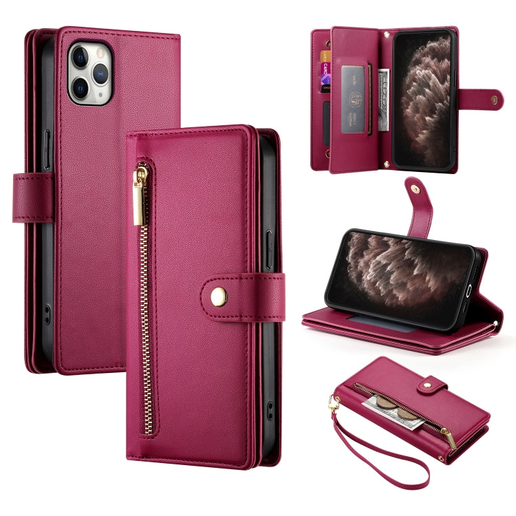 Carteira com fecho e nove compartimentos para cartões, capa de couro para telemóvel, para iPhone 11 Pro Max, para iPhone 11, para iPhone 11 Pro