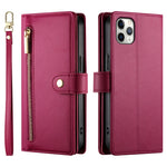 Carteira com fecho e nove compartimentos para cartões, capa de couro para telemóvel, para iPhone 11 Pro Max, para iPhone 11, para iPhone 11 Pro