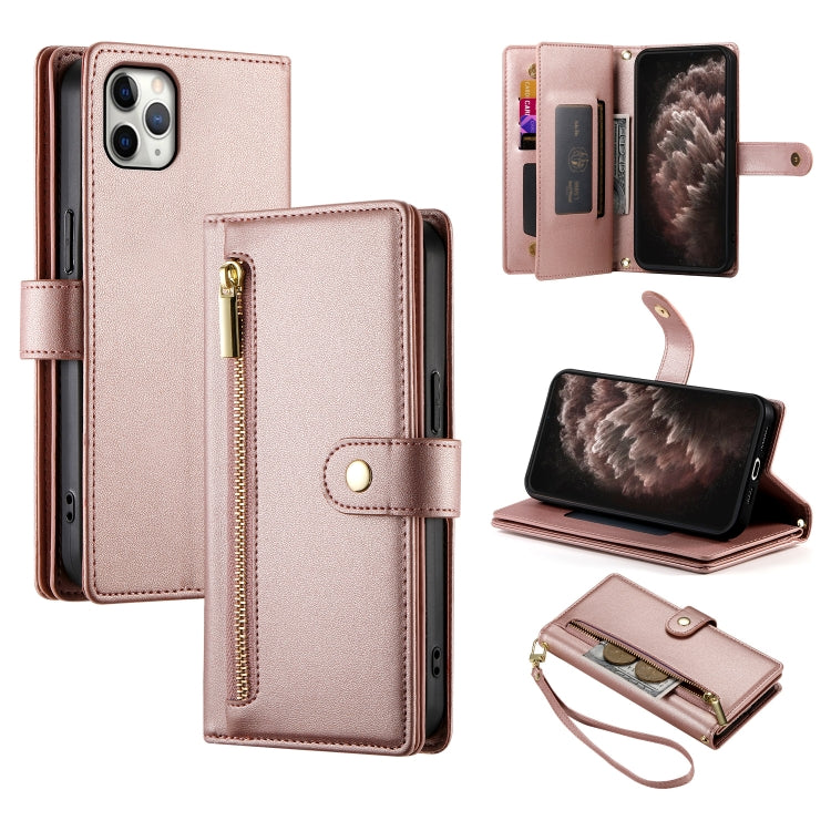 Carteira com fecho e nove compartimentos para cartões, capa de couro para telemóvel, para iPhone 11 Pro Max, para iPhone 11, para iPhone 11 Pro