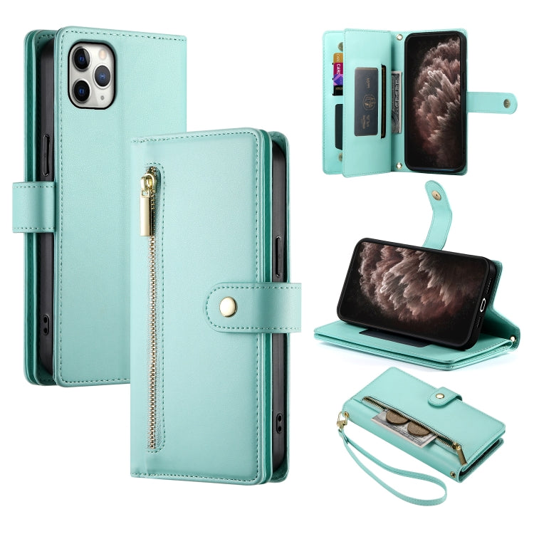 Carteira com fecho e nove compartimentos para cartões, capa de couro para telemóvel, para iPhone 11 Pro Max, para iPhone 11, para iPhone 11 Pro