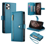 Carteira com fecho e nove compartimentos para cartões, capa de couro para telemóvel, para iPhone 11 Pro Max, para iPhone 11, para iPhone 11 Pro
