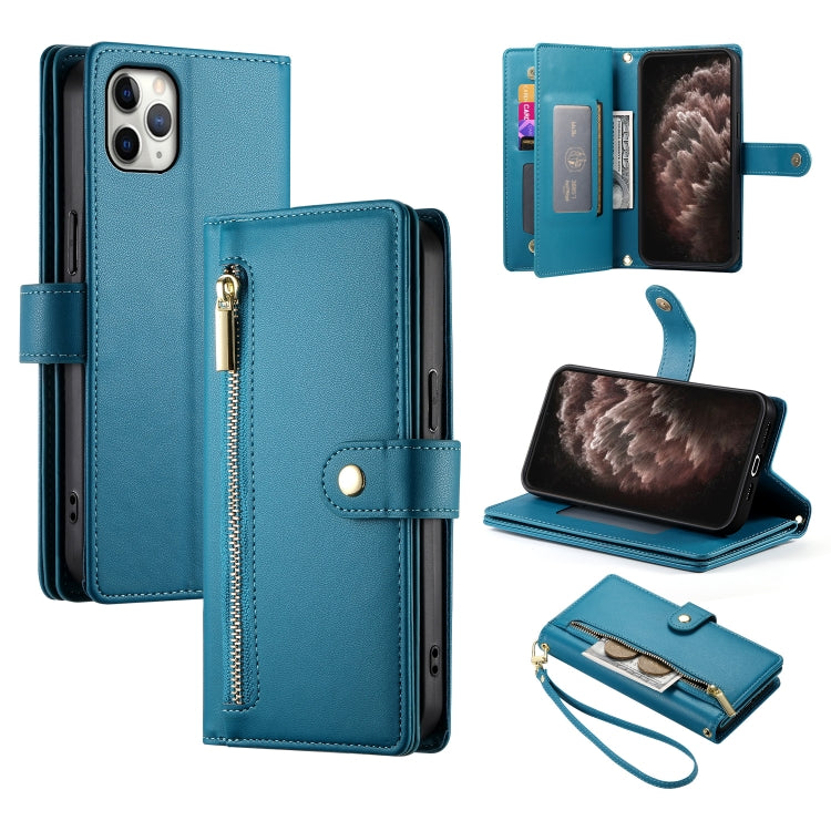 Carteira com fecho e nove compartimentos para cartões, capa de couro para telemóvel, para iPhone 11 Pro Max, para iPhone 11, para iPhone 11 Pro