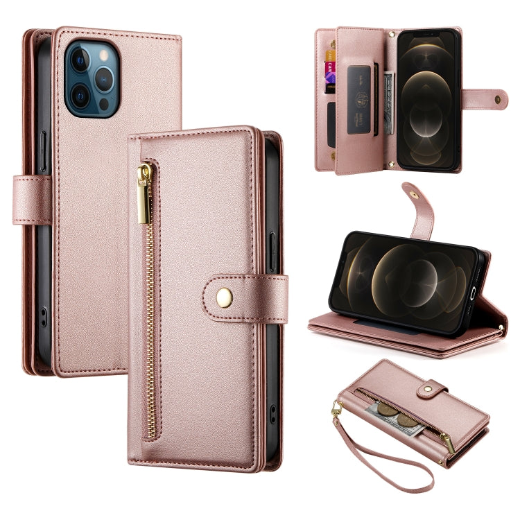 Nine Card-slot Zipper Wallet Bag Leather Phone Case, For iPhone 14 Pro Max, For iPhone 13 Pro Max, For iPhone 13 Pro, For iPhone 13, For iPhone 13 mini, For iPhone 12 / 12 Pro, For iPhone 12 Pro Max, For iPhone 12 mini