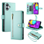 Carteira com fecho e nove compartimentos para cartões, capa de couro para telemóvel, para iPhone 17 Pro Max, para iPhone 17 Pro, para iPhone 17, para iPhone Air, para iPhone 16e, para iPhone 16 Pro Max, para iPhone 16 Pro, para iPhone 16 Plus
