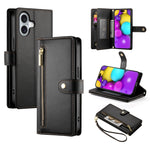 Carteira com fecho e nove compartimentos para cartões, capa de couro para telemóvel, para iPhone 17 Pro Max, para iPhone 17 Pro, para iPhone 17, para iPhone Air, para iPhone 16e, para iPhone 16 Pro Max, para iPhone 16 Pro, para iPhone 16 Plus