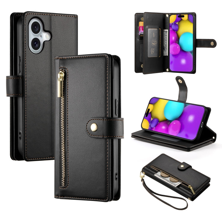 Carteira com fecho e nove compartimentos para cartões, capa de couro para telemóvel, para iPhone 17 Pro Max, para iPhone 17 Pro, para iPhone 17, para iPhone Air, para iPhone 16e, para iPhone 16 Pro Max, para iPhone 16 Pro, para iPhone 16 Plus