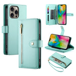 Carteira com fecho e nove compartimentos para cartões, capa de couro para telemóvel, para iPhone 17 Pro Max, para iPhone 17 Pro, para iPhone 17, para iPhone Air, para iPhone 16e, para iPhone 16 Pro Max, para iPhone 16 Pro, para iPhone 16 Plus