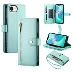 Carteira com fecho e nove compartimentos para cartões, capa de couro para telemóvel, para iPhone 17 Pro Max, para iPhone 17 Pro, para iPhone 17, para iPhone Air, para iPhone 16e, para iPhone 16 Pro Max, para iPhone 16 Pro, para iPhone 16 Plus