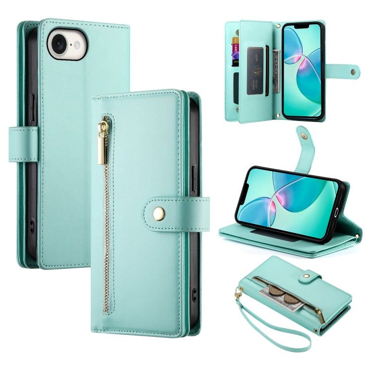 Carteira com fecho e nove compartimentos para cartões, capa de couro para telemóvel, para iPhone 17 Pro Max, para iPhone 17 Pro, para iPhone 17, para iPhone Air, para iPhone 16e, para iPhone 16 Pro Max, para iPhone 16 Pro, para iPhone 16 Plus