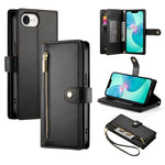 Carteira com fecho e nove compartimentos para cartões, capa de couro para telemóvel, para iPhone 17 Pro Max, para iPhone 17 Pro, para iPhone 17, para iPhone Air, para iPhone 16e, para iPhone 16 Pro Max, para iPhone 16 Pro, para iPhone 16 Plus