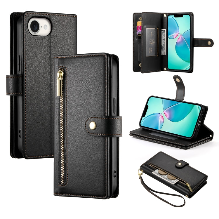 Carteira com fecho e nove compartimentos para cartões, capa de couro para telemóvel, para iPhone 17 Pro Max, para iPhone 17 Pro, para iPhone 17, para iPhone Air, para iPhone 16e, para iPhone 16 Pro Max, para iPhone 16 Pro, para iPhone 16 Plus