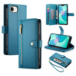 Carteira com fecho e nove compartimentos para cartões, capa de couro para telemóvel, para iPhone 17 Pro Max, para iPhone 17 Pro, para iPhone 17, para iPhone Air, para iPhone 16e, para iPhone 16 Pro Max, para iPhone 16 Pro, para iPhone 16 Plus