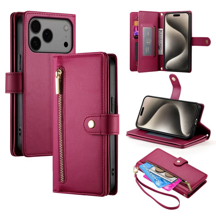 Carteira com fecho e nove compartimentos para cartões, capa de couro para telemóvel, para iPhone 17 Pro Max, para iPhone 17 Pro, para iPhone 17, para iPhone Air, para iPhone 16e, para iPhone 16 Pro Max, para iPhone 16 Pro, para iPhone 16 Plus