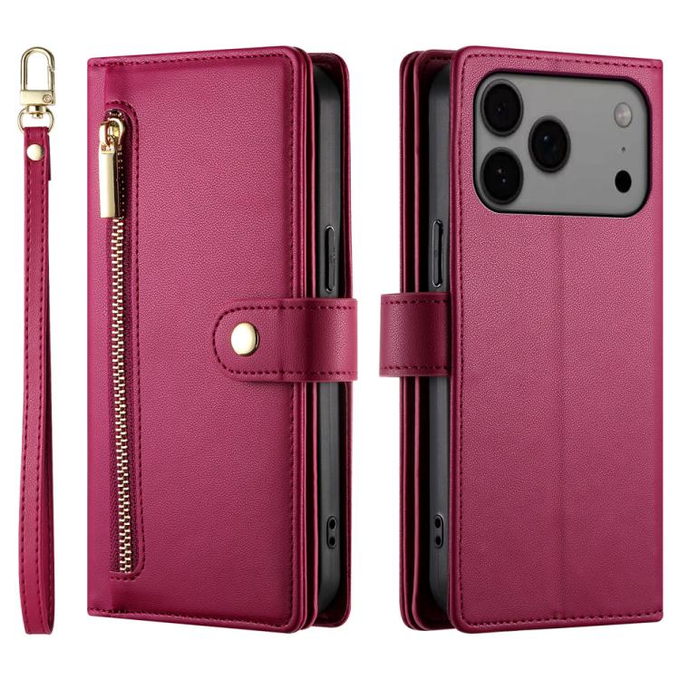 Carteira com fecho e nove compartimentos para cartões, capa de couro para telemóvel, para iPhone 17 Pro Max, para iPhone 17 Pro, para iPhone 17, para iPhone Air, para iPhone 16e, para iPhone 16 Pro Max, para iPhone 16 Pro, para iPhone 16 Plus