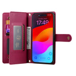 Carteira com fecho e nove compartimentos para cartões, capa de couro para telemóvel, para iPhone 17 Pro Max, para iPhone 17 Pro, para iPhone 17, para iPhone Air, para iPhone 16e, para iPhone 16 Pro Max, para iPhone 16 Pro, para iPhone 16 Plus