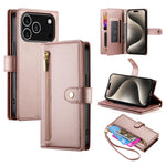 Carteira com fecho e nove compartimentos para cartões, capa de couro para telemóvel, para iPhone 17 Pro Max, para iPhone 17 Pro, para iPhone 17, para iPhone Air, para iPhone 16e, para iPhone 16 Pro Max, para iPhone 16 Pro, para iPhone 16 Plus