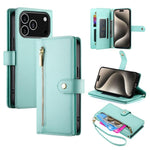 Carteira com fecho e nove compartimentos para cartões, capa de couro para telemóvel, para iPhone 17 Pro Max, para iPhone 17 Pro, para iPhone 17, para iPhone Air, para iPhone 16e, para iPhone 16 Pro Max, para iPhone 16 Pro, para iPhone 16 Plus