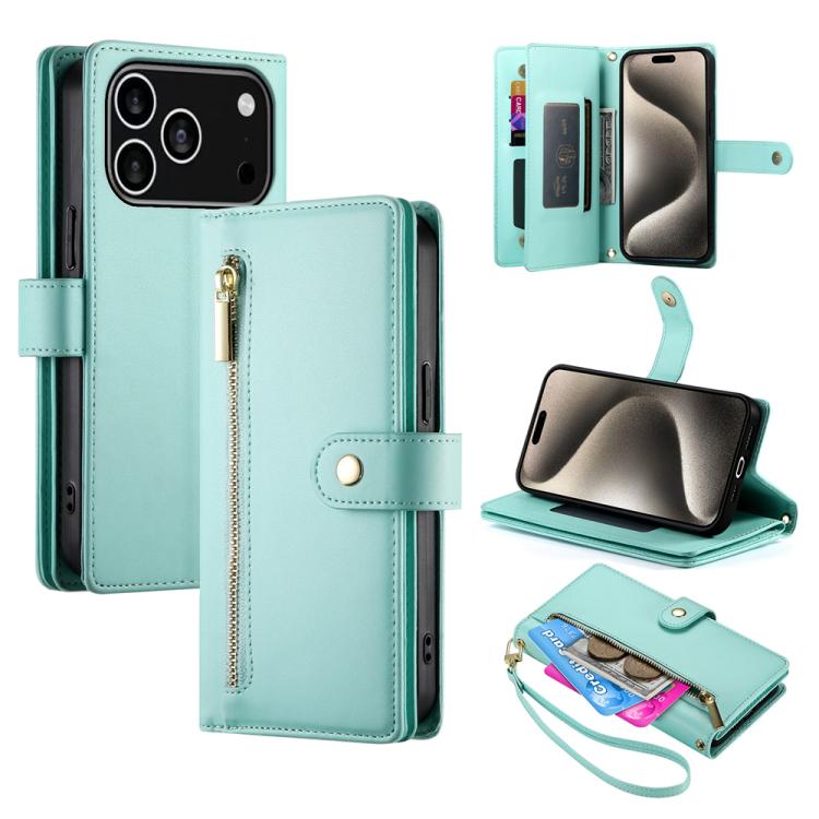 Carteira com fecho e nove compartimentos para cartões, capa de couro para telemóvel, para iPhone 17 Pro Max, para iPhone 17 Pro, para iPhone 17, para iPhone Air, para iPhone 16e, para iPhone 16 Pro Max, para iPhone 16 Pro, para iPhone 16 Plus