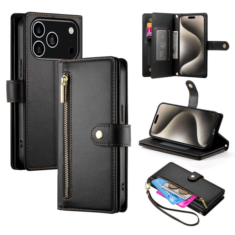 Carteira com fecho e nove compartimentos para cartões, capa de couro para telemóvel, para iPhone 17 Pro Max, para iPhone 17 Pro, para iPhone 17, para iPhone Air, para iPhone 16e, para iPhone 16 Pro Max, para iPhone 16 Pro, para iPhone 16 Plus