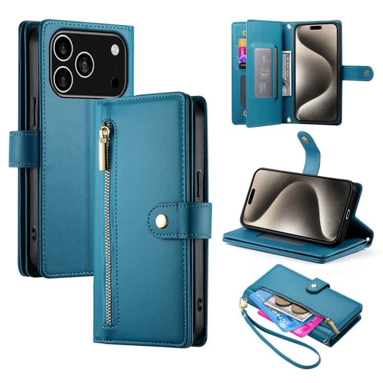 Carteira com fecho e nove compartimentos para cartões, capa de couro para telemóvel, para iPhone 17 Pro Max, para iPhone 17 Pro, para iPhone 17, para iPhone Air, para iPhone 16e, para iPhone 16 Pro Max, para iPhone 16 Pro, para iPhone 16 Plus