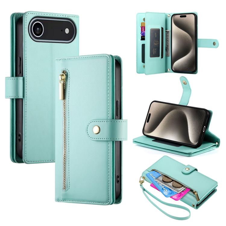Carteira com fecho e nove compartimentos para cartões, capa de couro para telemóvel, para iPhone 17 Pro Max, para iPhone 17 Pro, para iPhone 17, para iPhone Air, para iPhone 16e, para iPhone 16 Pro Max, para iPhone 16 Pro, para iPhone 16 Plus