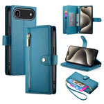Carteira com fecho e nove compartimentos para cartões, capa de couro para telemóvel, para iPhone 17 Pro Max, para iPhone 17 Pro, para iPhone 17, para iPhone Air, para iPhone 16e, para iPhone 16 Pro Max, para iPhone 16 Pro, para iPhone 16 Plus