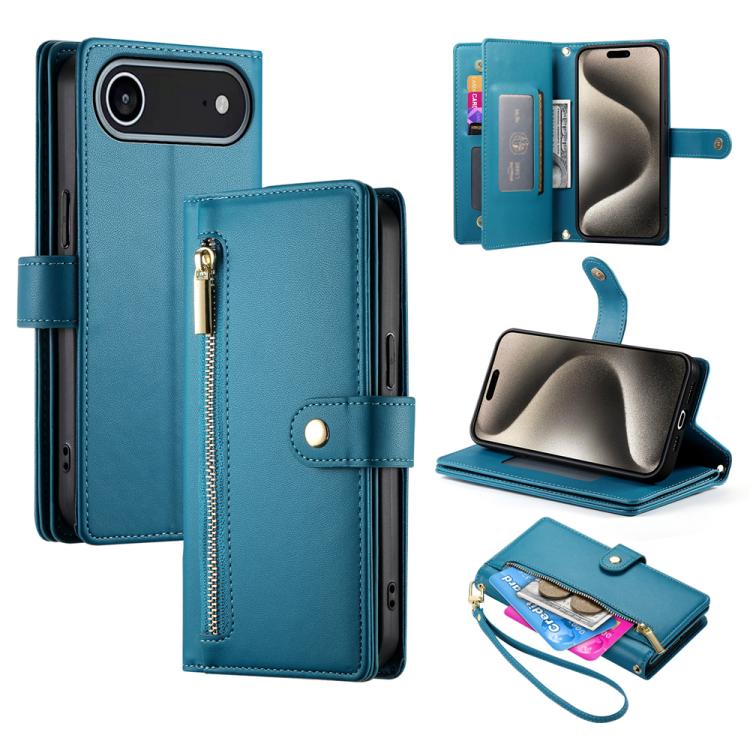 Carteira com fecho e nove compartimentos para cartões, capa de couro para telemóvel, para iPhone 17 Pro Max, para iPhone 17 Pro, para iPhone 17, para iPhone Air, para iPhone 16e, para iPhone 16 Pro Max, para iPhone 16 Pro, para iPhone 16 Plus