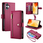 Carteira com fecho e nove compartimentos para cartões, capa de couro para telemóvel, para iPhone 17 Pro Max, para iPhone 17 Pro, para iPhone 17, para iPhone Air, para iPhone 16e, para iPhone 16 Pro Max, para iPhone 16 Pro, para iPhone 16 Plus