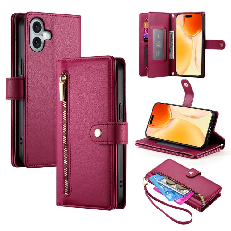 Carteira com fecho e nove compartimentos para cartões, capa de couro para telemóvel, para iPhone 17 Pro Max, para iPhone 17 Pro, para iPhone 17, para iPhone Air, para iPhone 16e, para iPhone 16 Pro Max, para iPhone 16 Pro, para iPhone 16 Plus