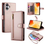 Carteira com fecho e nove compartimentos para cartões, capa de couro para telemóvel, para iPhone 17 Pro Max, para iPhone 17 Pro, para iPhone 17, para iPhone Air, para iPhone 16e, para iPhone 16 Pro Max, para iPhone 16 Pro, para iPhone 16 Plus