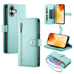 Carteira com fecho e nove compartimentos para cartões, capa de couro para telemóvel, para iPhone 17 Pro Max, para iPhone 17 Pro, para iPhone 17, para iPhone Air, para iPhone 16e, para iPhone 16 Pro Max, para iPhone 16 Pro, para iPhone 16 Plus