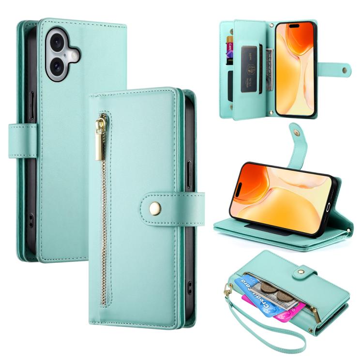 Carteira com fecho e nove compartimentos para cartões, capa de couro para telemóvel, para iPhone 17 Pro Max, para iPhone 17 Pro, para iPhone 17, para iPhone Air, para iPhone 16e, para iPhone 16 Pro Max, para iPhone 16 Pro, para iPhone 16 Plus