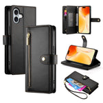 Carteira com fecho e nove compartimentos para cartões, capa de couro para telemóvel, para iPhone 17 Pro Max, para iPhone 17 Pro, para iPhone 17, para iPhone Air, para iPhone 16e, para iPhone 16 Pro Max, para iPhone 16 Pro, para iPhone 16 Plus